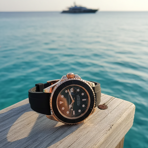 Rolex Oyster Perpetual Yacht Master Watch Combining Iconic Design With Precision Craftsmanship - Golden